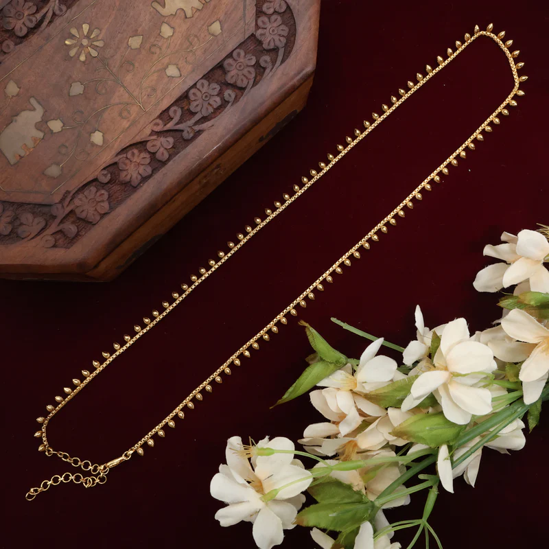 Antique Gold Minimal Thilak Drops Bridal Hipchain